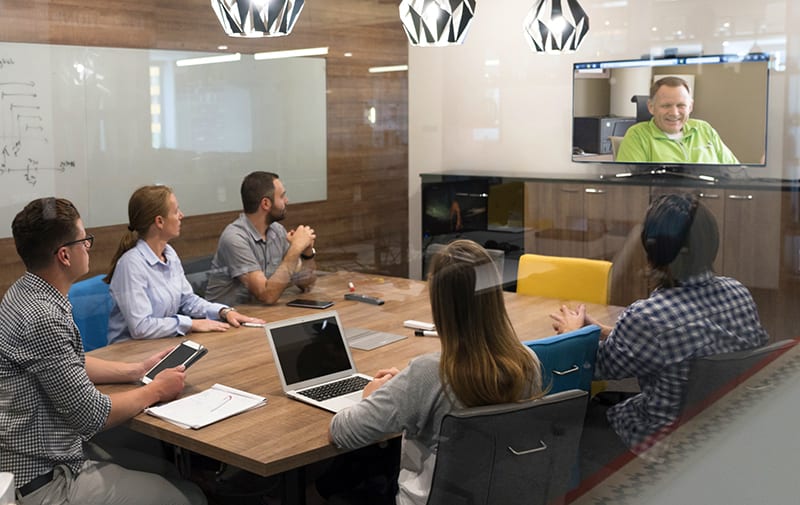 start up business people group attending videoconference call
